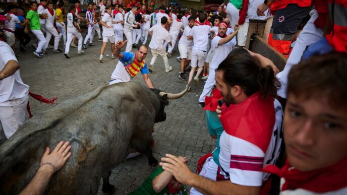 Sexto encierro de San Fermín con toros de La Palmosilla